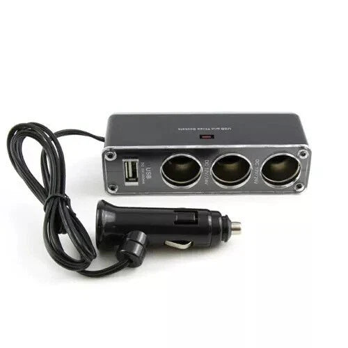 3 Way Car Cigarette Lighter Socket Charger Adapter for Phone, Sat Nav & Cameras