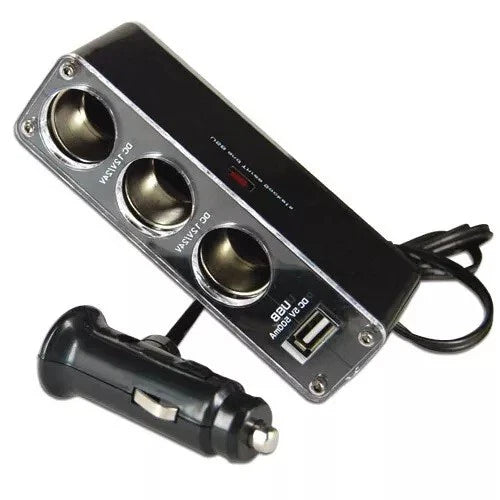 3 Way Car Cigarette Lighter Socket Charger Adapter for Phone, Sat Nav & Cameras
