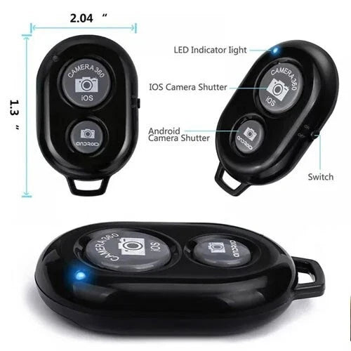 Wireless Bluetooth Remote Shutter for iPhone, Samsung & Android – Black Selfie Control