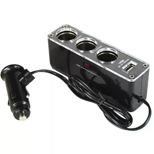 3 Way Car Cigarette Lighter Socket Charger Adapter for Phone, Sat Nav & Cameras
