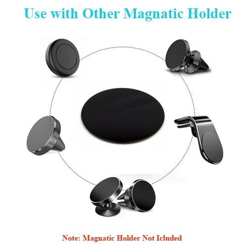 2X Metal Plates for Magnetic Car Mount – Adhesive Dashboard Discs for Mobile Holders
