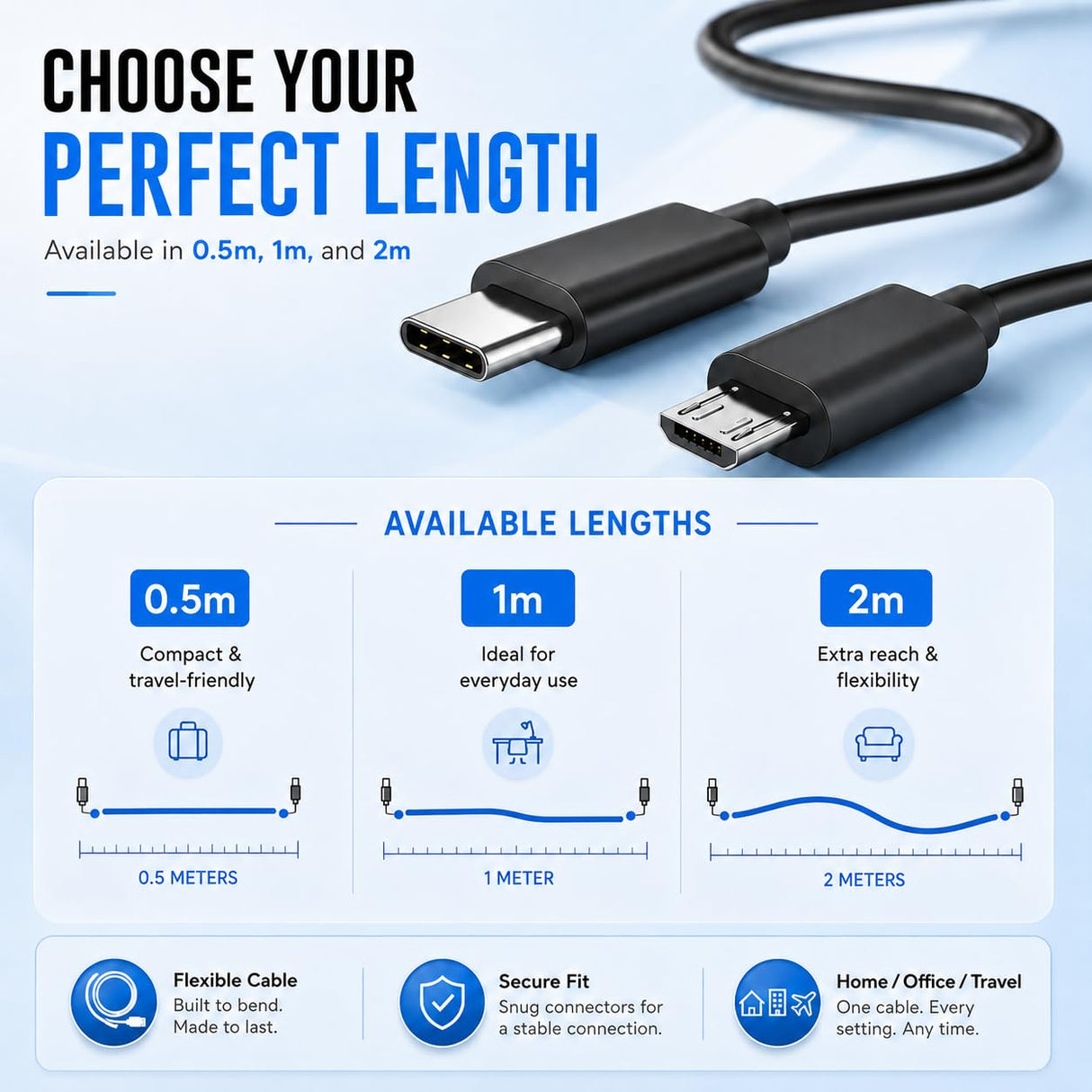 USB Type-C to Micro USB Cable for Speakers, MP3 Players & Headphones
