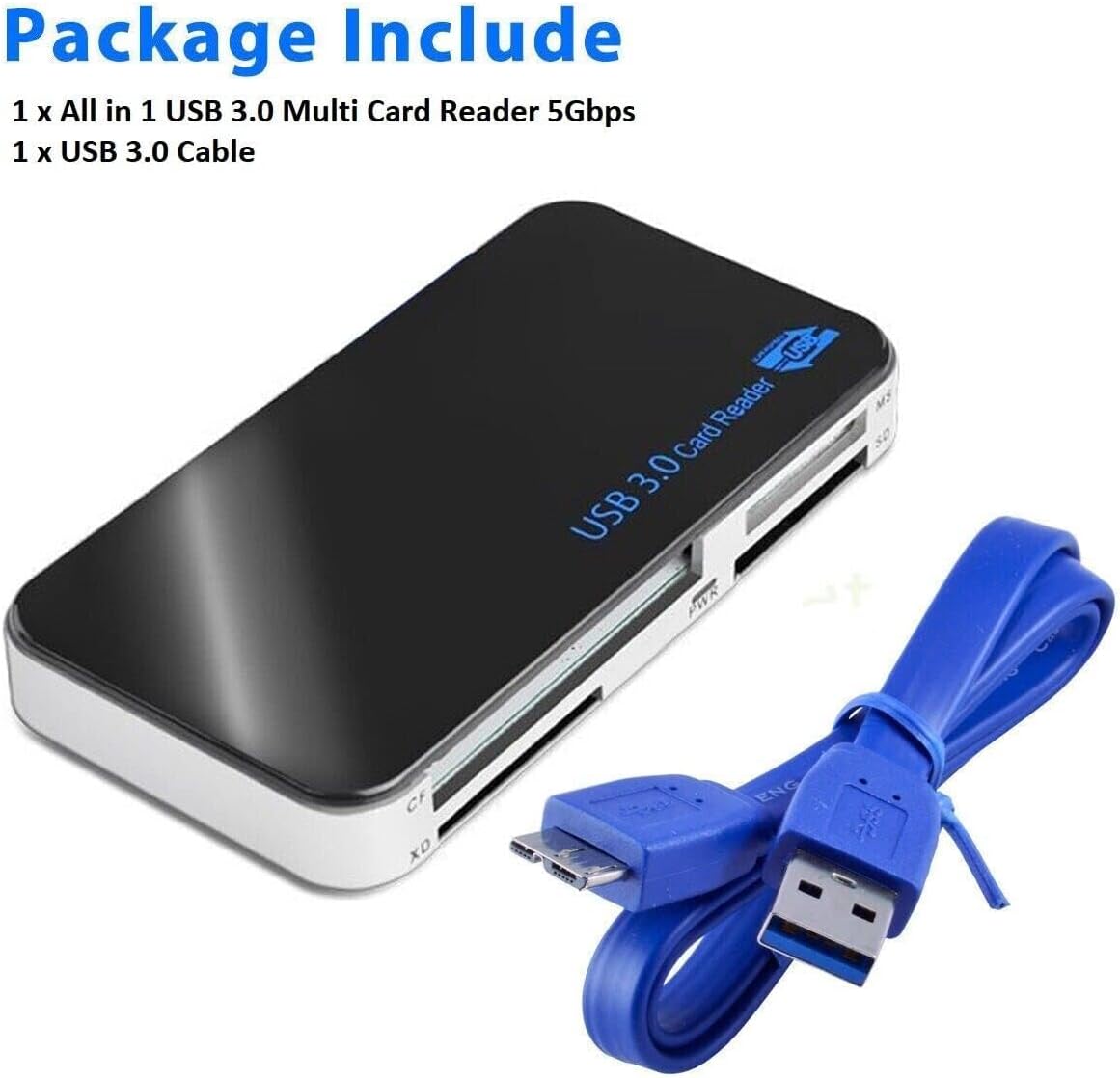 7-in-1 USB SD Card Reader – USB 3.0 to SD, Micro SD, CF, XD, M2, Memory Stick Pro Duo – Compatible with Sony, Canon, Nikon, GoPro & More