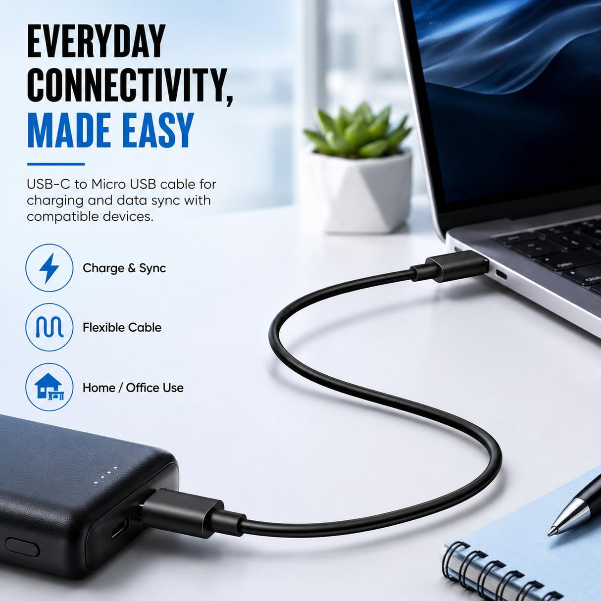 USB Type-C to Micro USB Cable for Speakers, MP3 Players & Headphones