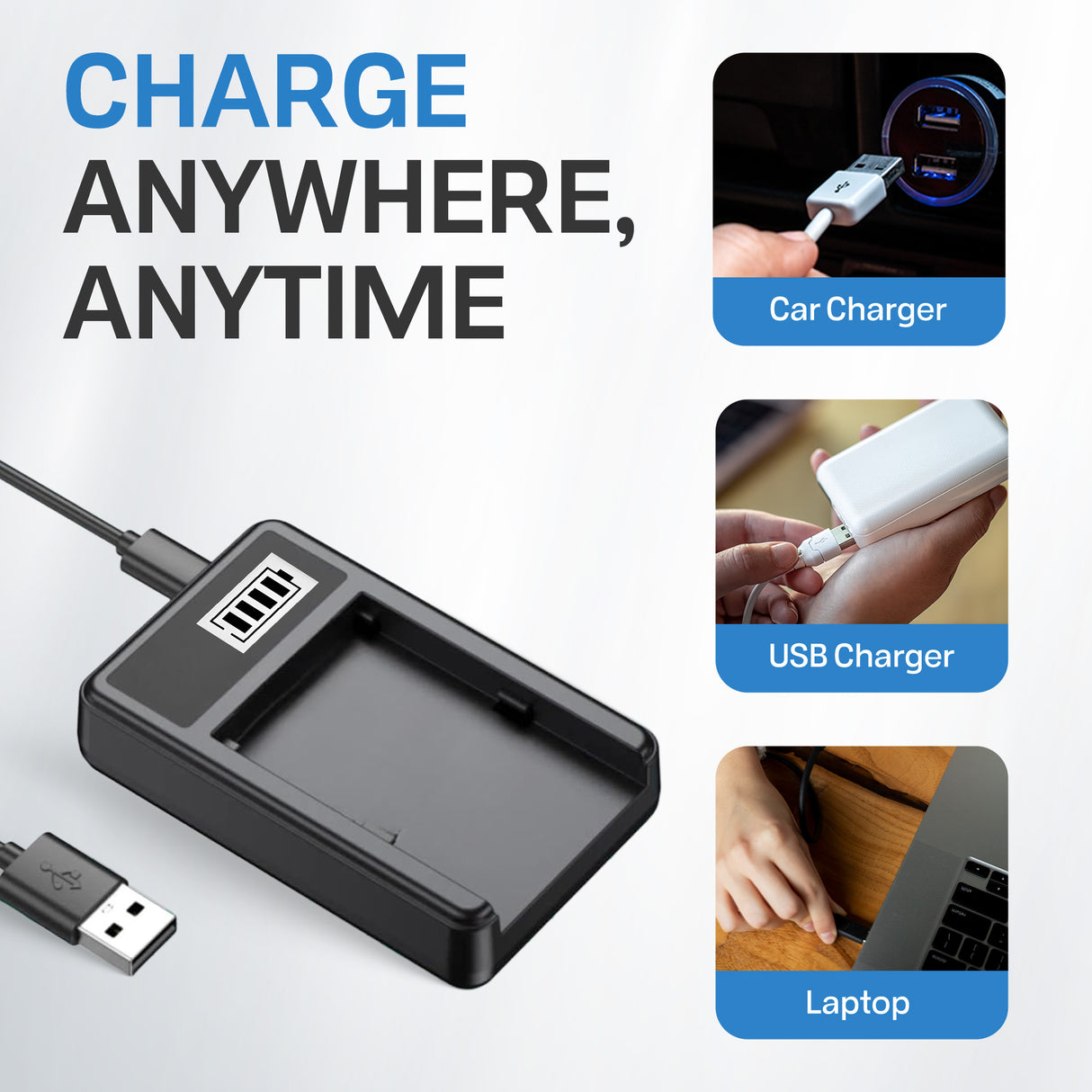 USB Battery Charger For Sony DCR-TRV250, DCR-TRV250E Handycam Camcorder