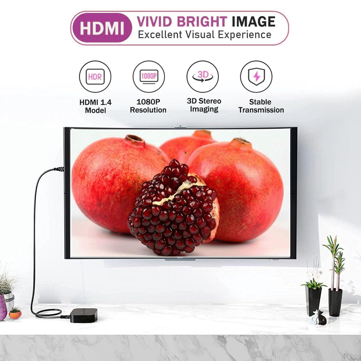 HDMI Cable – 4K@60Hz, HDR, 3D, ARC, Ethernet (18Gbps) – Compatible with UHD/HD TV, Monitor, PC, PS5, Xbox & More