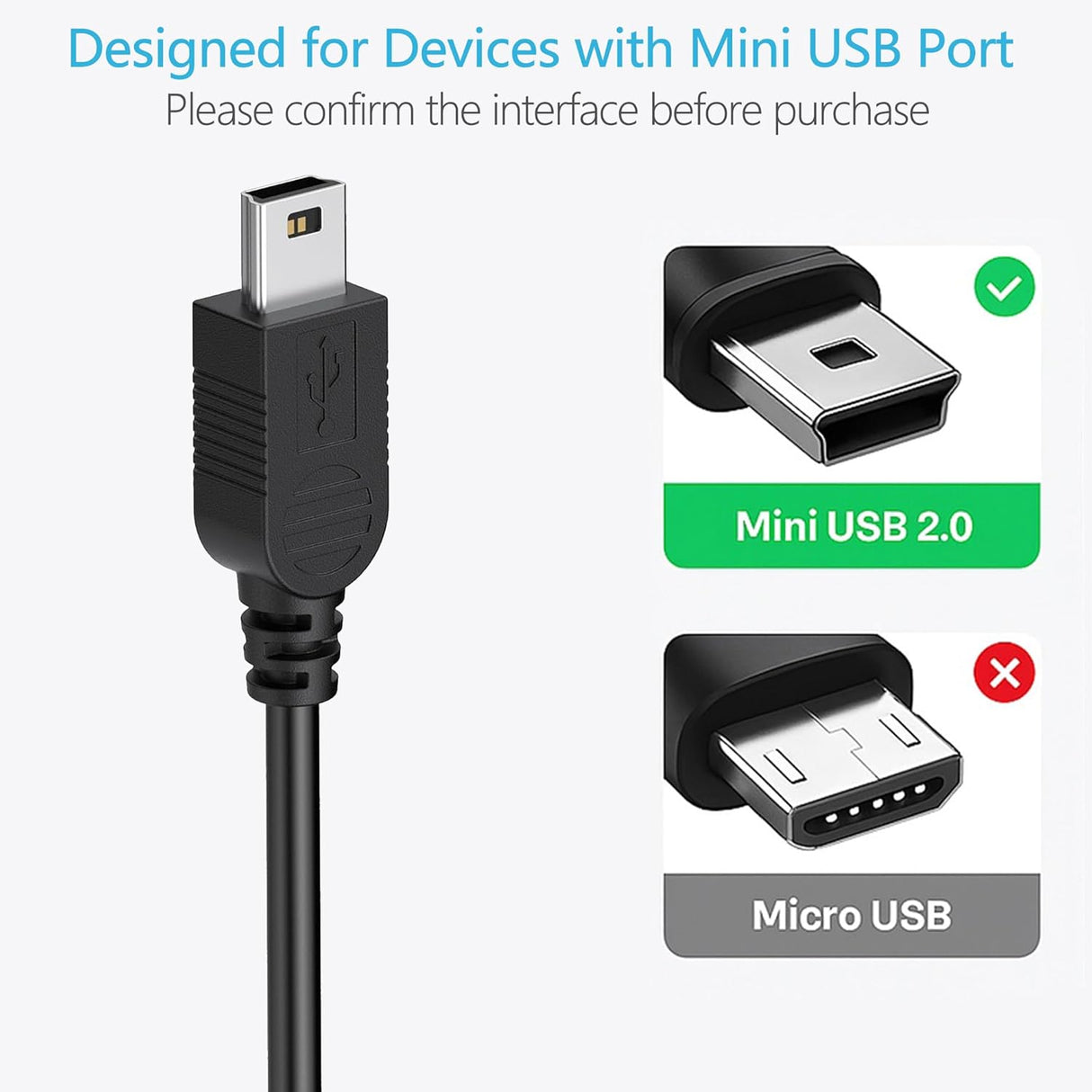 Mini USB Charging & Data Cable – Works with Cameras, MP3 Players, GPS Units, and Other Gadgets