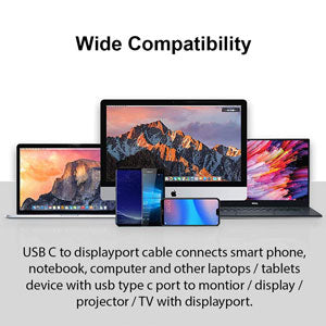 USB-C to DisplayPort Cable Gold Plated - 4K 60Hz - Black - USB 3.1 Type C to DP Adapter