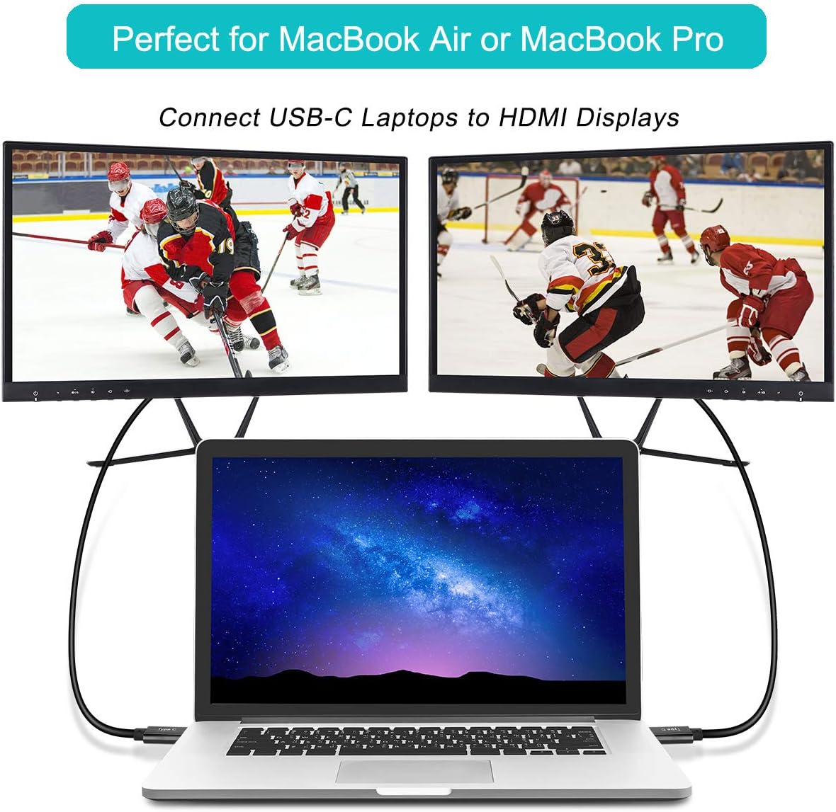 USB-C to HDMI Cable Gold Plated - 4K 60Hz - Black - USB 3.1 Type C to HDMI Adapter