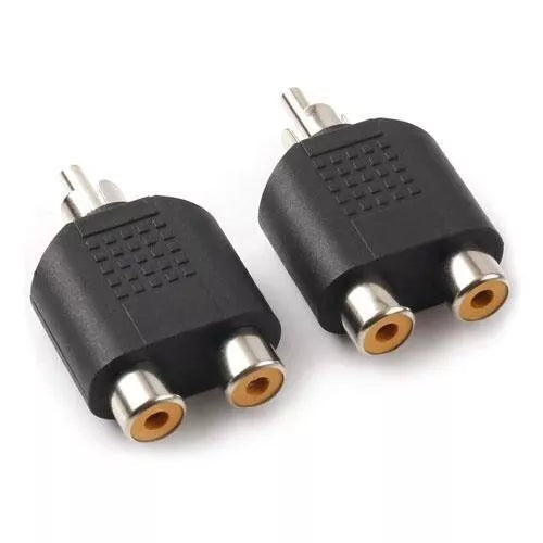 2-Pack RCA Female to Male Plug Adapter – Phono Mono Jack Splitter Joiner Converter