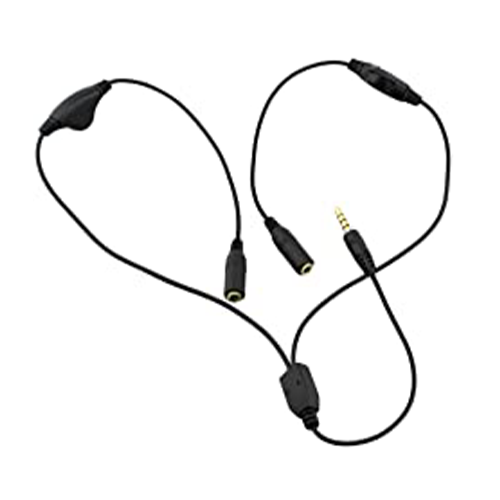 Headphone Splitter Cable 3.5mm Jack - 2 Way Audio Lead For iPhone, iPod, iPad and PSP - Color : Black