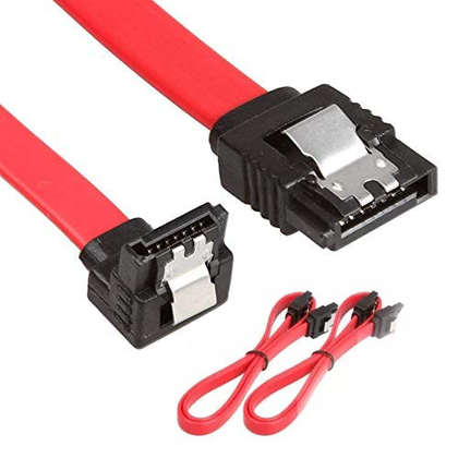 Right Angle SATA To SATA Cable with Locking Latch For HDD, SDD, CD Driver / Writer (Pack of 2)