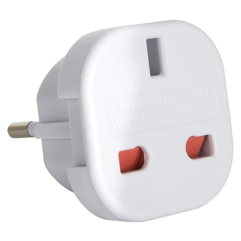 UK To Romania Travel Adapter - Converts UK Plug to 2 pin Round Plug