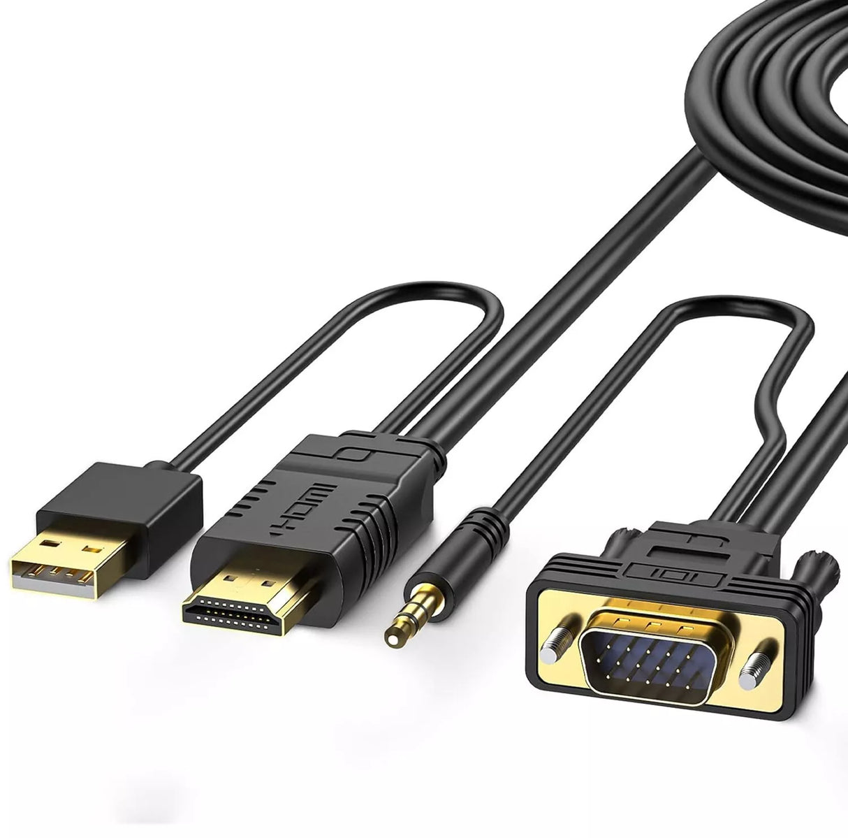 VGA to HDMI Adapter with 3.5mm Audio Jack – 1080p Converter for PC, Laptop, HDTV