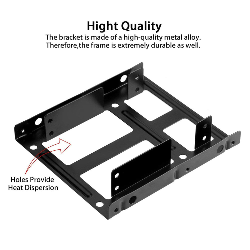 Metal Dual 2.5" To 3.5" Hard Drive Bay Mounting Bracket For HDD / SSD