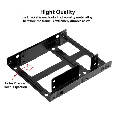 Metal Dual 2.5" To 3.5" Hard Drive Bay Mounting Bracket For HDD / SSD