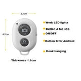 Wireless Bluetooth Remote Shutter for iPhone, Samsung & Android – White Selfie Control