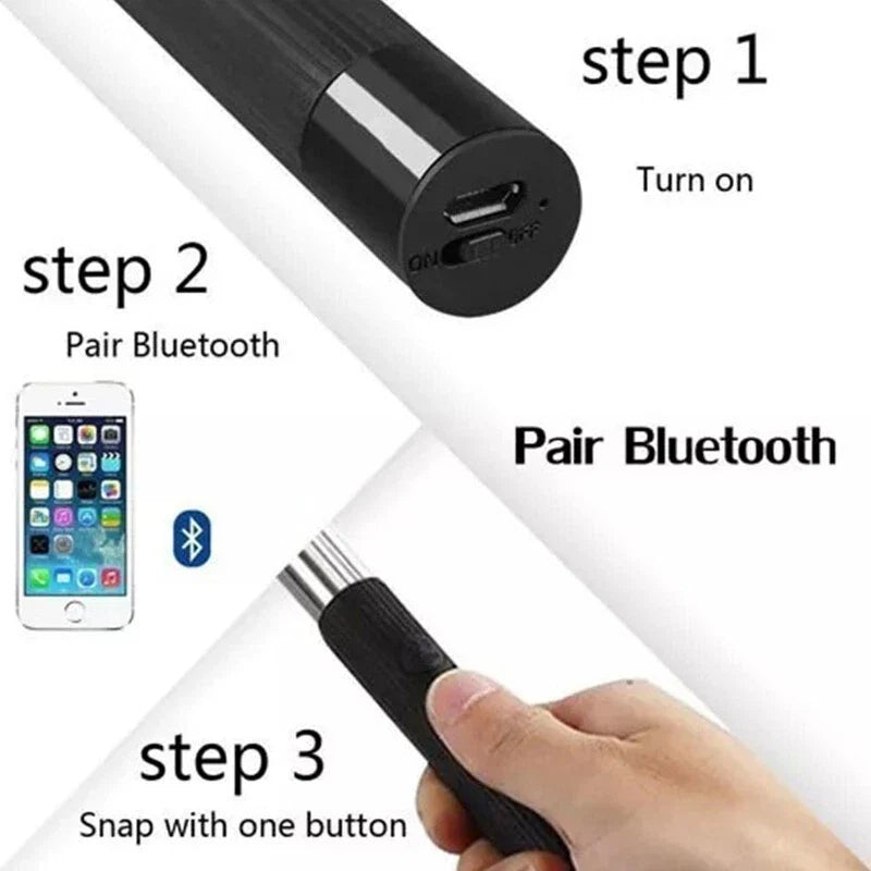 Telescopic Selfie Stick with Bluetooth Remote – Compatible with iPhone, Samsung & Android