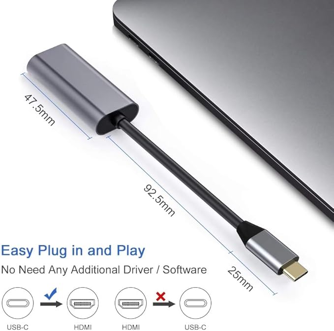 USB C to HDMI Adapter 4K – Converter for MacBook, iPhone 16/15, Galaxy & More