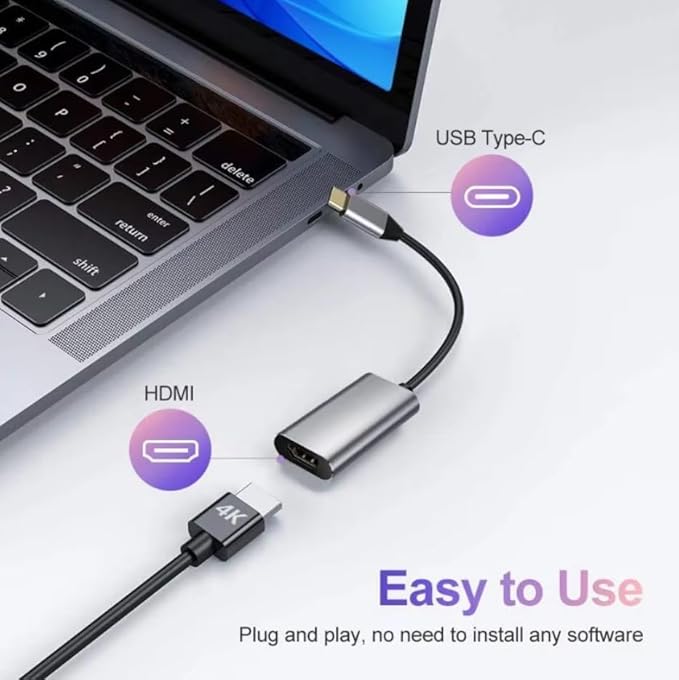USB C to HDMI Adapter 4K – Converter for MacBook, iPhone 16/15, Galaxy & More