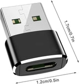 USB to USB-C Adapter (3-Pack) – Type-C Female to USB-A Male OTG Converter for Charging & Data Transfer