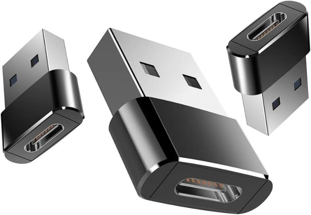 USB to USB-C Adapter (3-Pack) – Type-C Female to USB-A Male OTG Converter for Charging & Data Transfer
