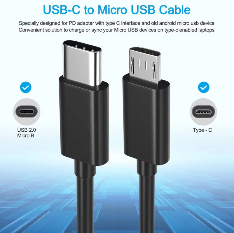 USB-C to Micro USB Cable – Universal Charging Cable for Devices & Accessories