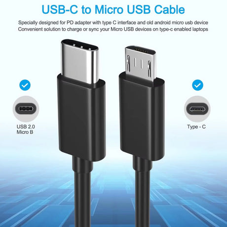 USB-C to Micro USB Cable – Universal Charging Cable for Devices & Accessories