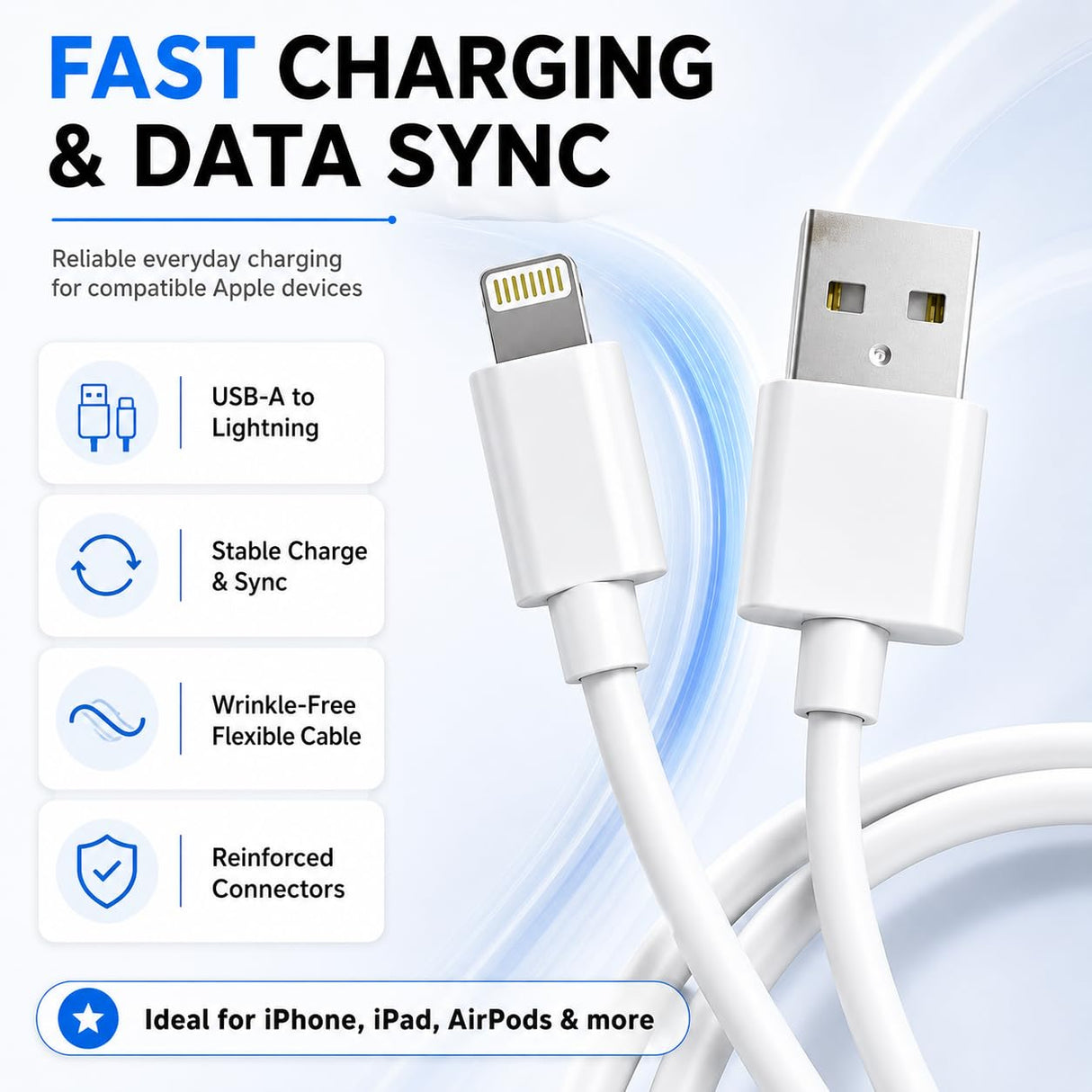 Lightning to USB Cable For Apple AirPods - Charging Cable