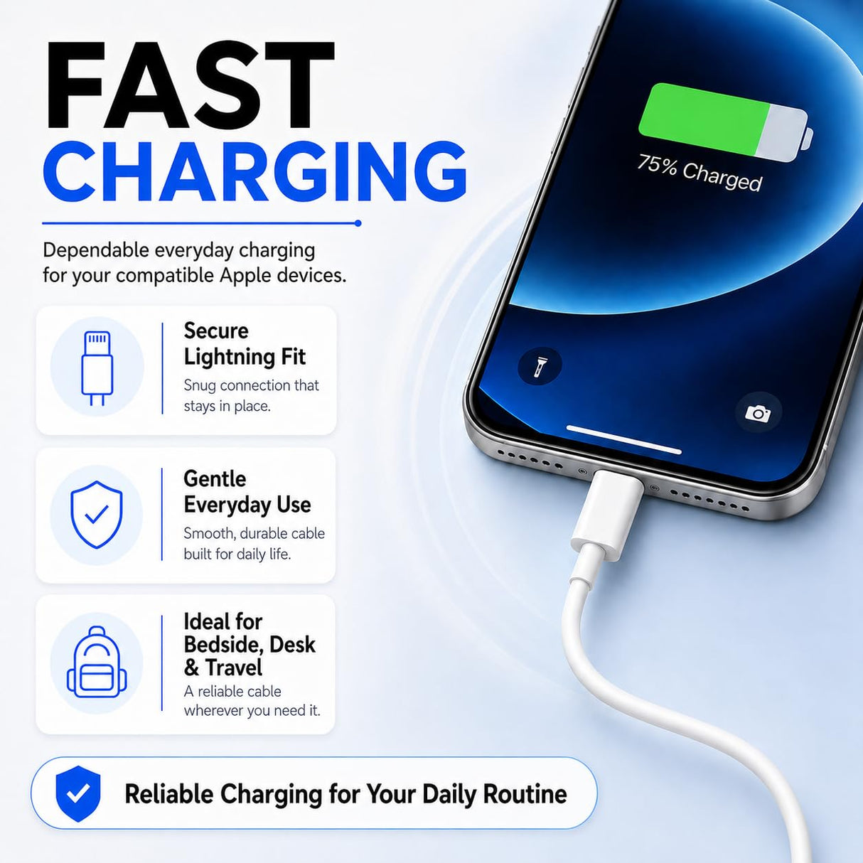 Lightning to USB Cable For Apple iPod - Charging Cable