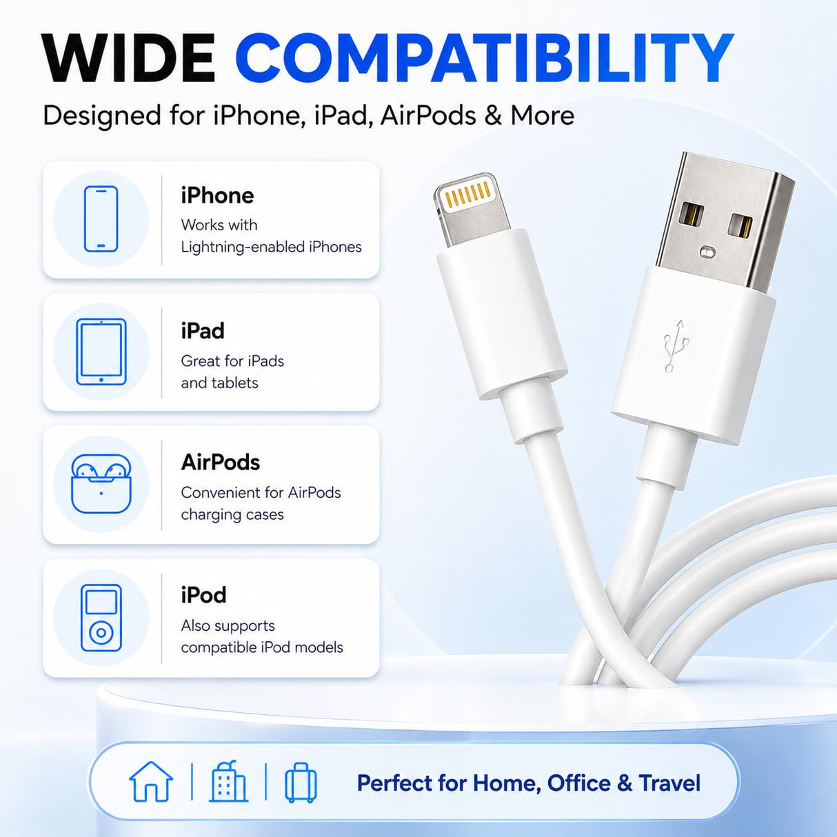 Lightning to USB Cable For Apple iPod - Charging Cable