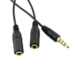 Headphone Splitter Cable 3.5mm Jack - 2 Way Audio Lead For iPhone, iPod, iPad and PSP - Color : Black