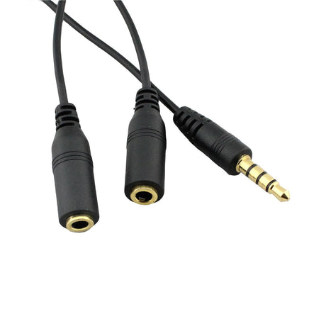 Headphone Splitter Cable 3.5mm Jack - 2 Way Audio Lead For iPhone, iPod, iPad and PSP - Color : Black