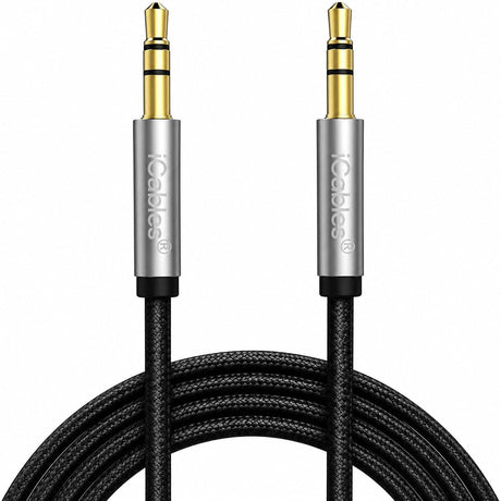 3.5mm Audio Jack to Jack Braided Auxiliary Cable - Works with Mobile MP3 / MP4 Players and more