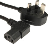 C13 Mains Angled Power Cable - (13A) Kettle Cable With UK Plug For TV, Printer And PC