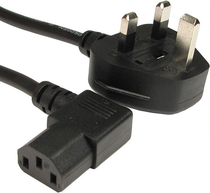 C13 Mains Angled Power Cable - (13A) Kettle Cable With UK Plug For TV, Printer And PC