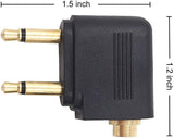 3.5mm Airplane Headphone Socket Adapter - Gold Plated Dual Mono Plug to Stereo Jack