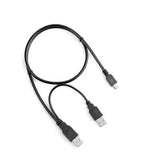 Dual Power Y USB A to Mini USB 2.0 Cable – Compatible with Portable External Hard Drives