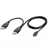 Dual Power Y USB A to Mini USB 2.0 Cable – Compatible with Portable External Hard Drives