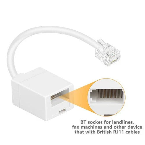 RJ11 to BT Adapter Plug Converter – Landline Phone, FAX, Modem Compatible with SKY, Plusnet, TalkTalk