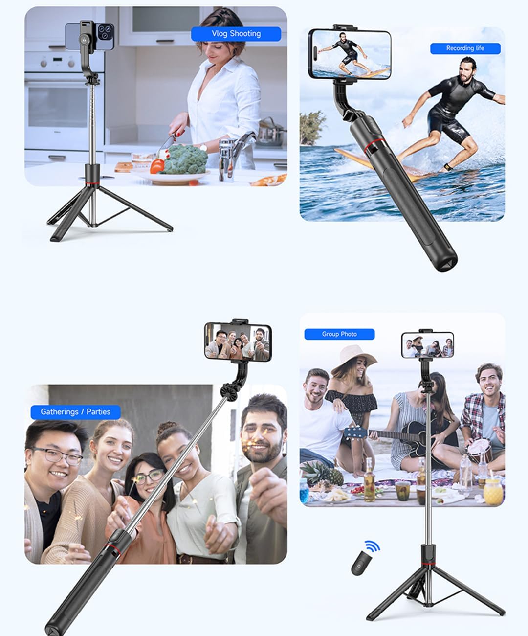Selfie Stick with Wireless Remote | Extendable Telescopic Monopod 171cm for iPhone Camera & Android
