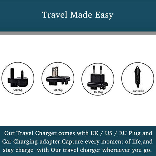 Travel Battery Charger For Sony DCR-SX50, DCR-SX50E Camcorder - UK / USA / EU Plug And Car Adapter Included