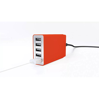 5 Port - Kaizen USB Wall Charger For Apple, Android Phones, Tablets, Desktop And More - Color: Red