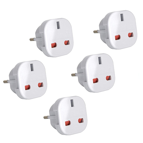 UK To United Arab Emirates (UAE) Travel Adapter - Converts UK Plug to 2 pin Round Plug