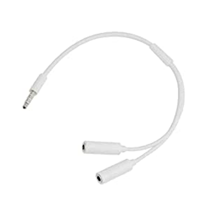Headphone Splitter Cable 3.5mm Jack - 2 Way Audio Lead For Laptop, DVD And MP3 Players - Color : White