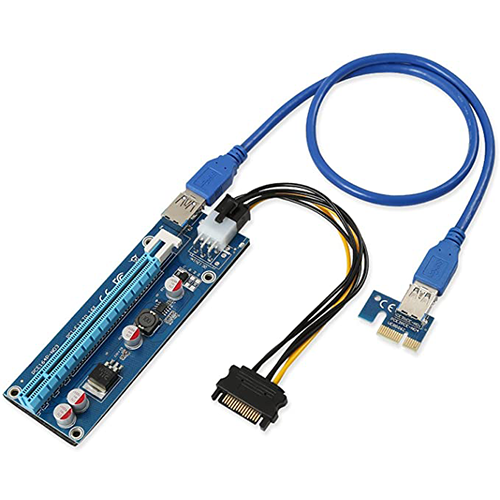 PCI-E Express 1x to 16x Extender Riser Card - SATA 6Pin Power - 60CM Extension Cable - Pack of 1