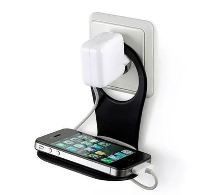 Foldable Wall Holder Cradle Mains Charger Stand Mobile Phone - Color: Black